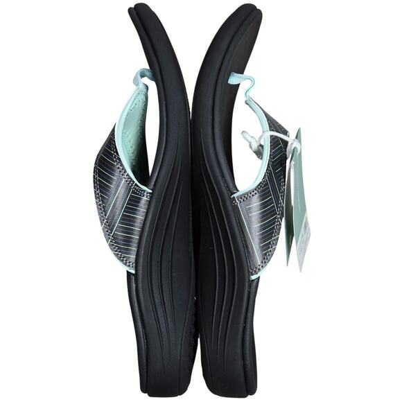 Revitalign Women's Yumi Summer Stripe Flip-Flop in Black 12 NWT - Picture 5 of 9